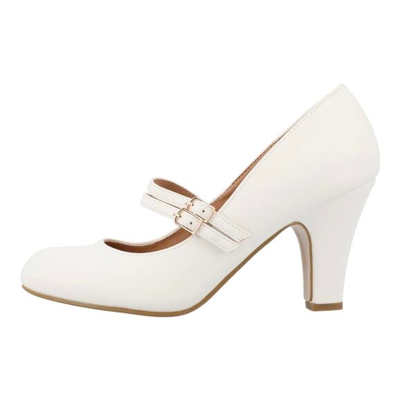 Journee Collection Women's Windy Mary Jane Heels White Size 9 - Picture 2 of 5